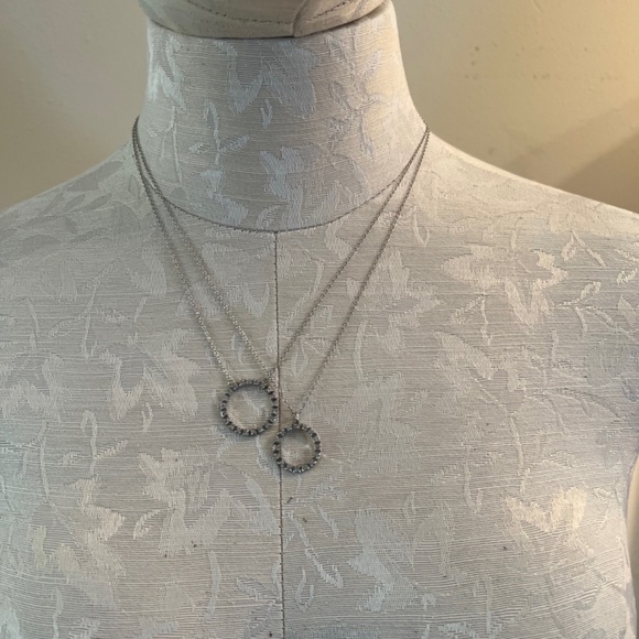 Vintage Layered Sterling Silver Necklace , CZ Double Eternity & Circle of Life - Picture 11 of 12